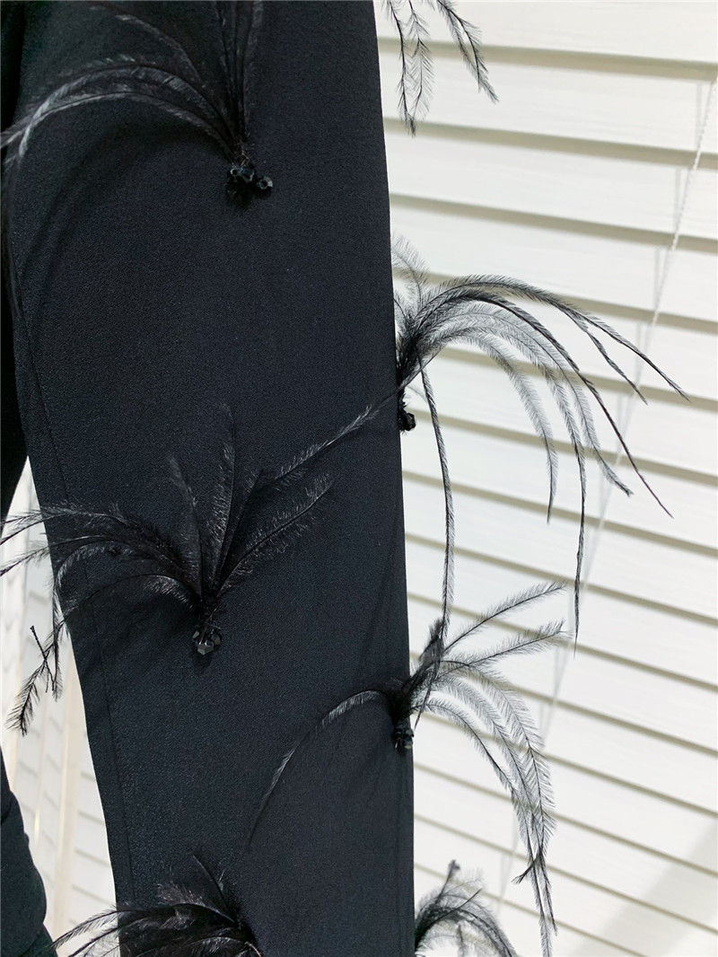 M1um1u luxurious patchwork feather acetate blazer