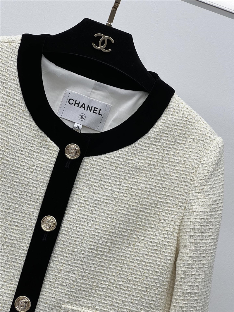 Ch**el contrasting crew neck woven jacket