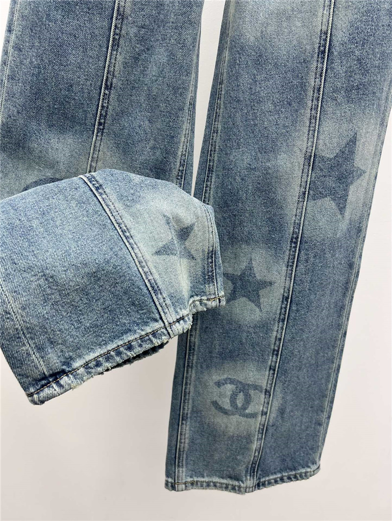 Ch**el five-pointed star print straight jeans