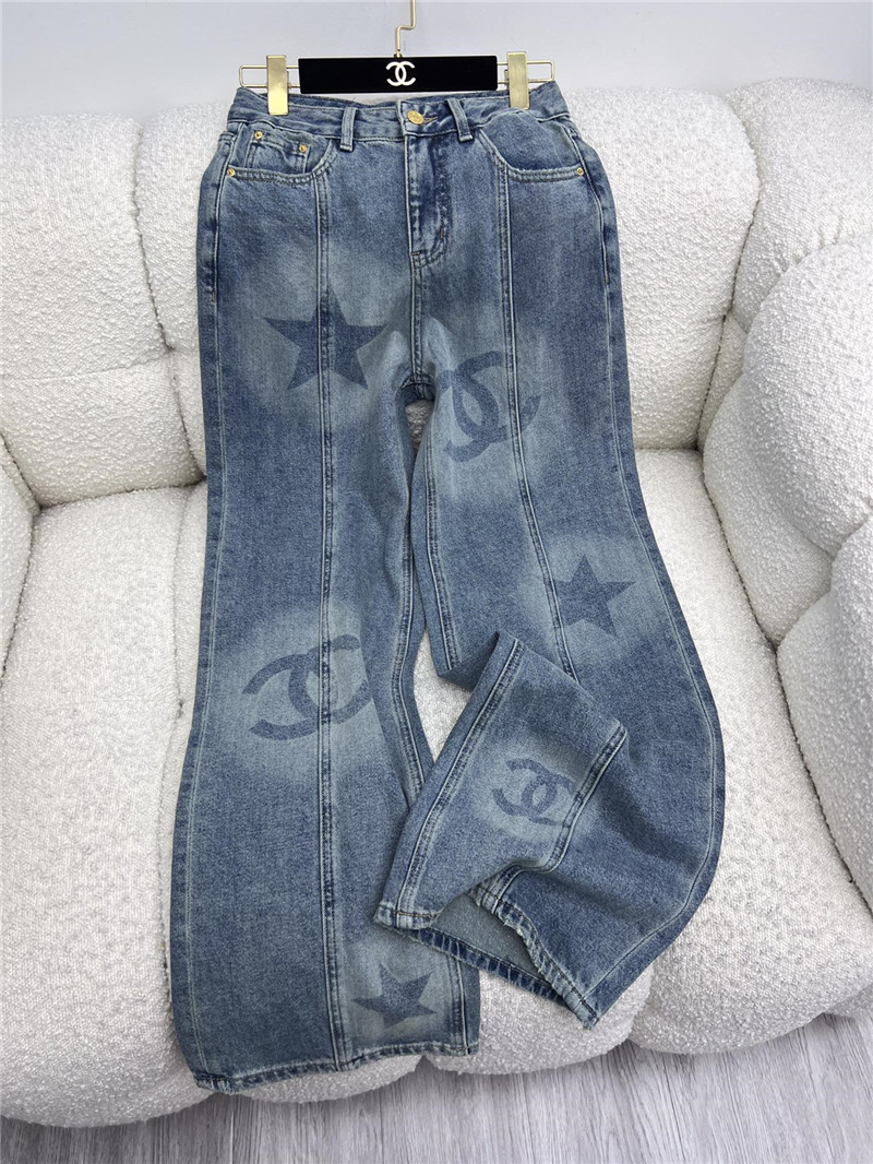 Ch**el five-pointed star print straight jeans