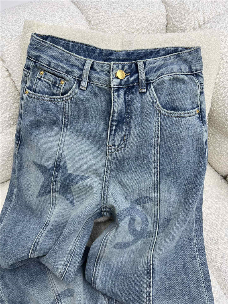 Ch**el five-pointed star print straight jeans