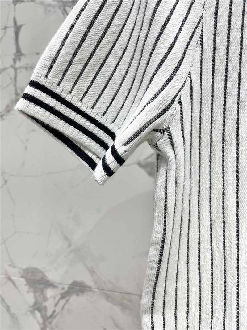 Ch**el crew neck striped logo sweater white