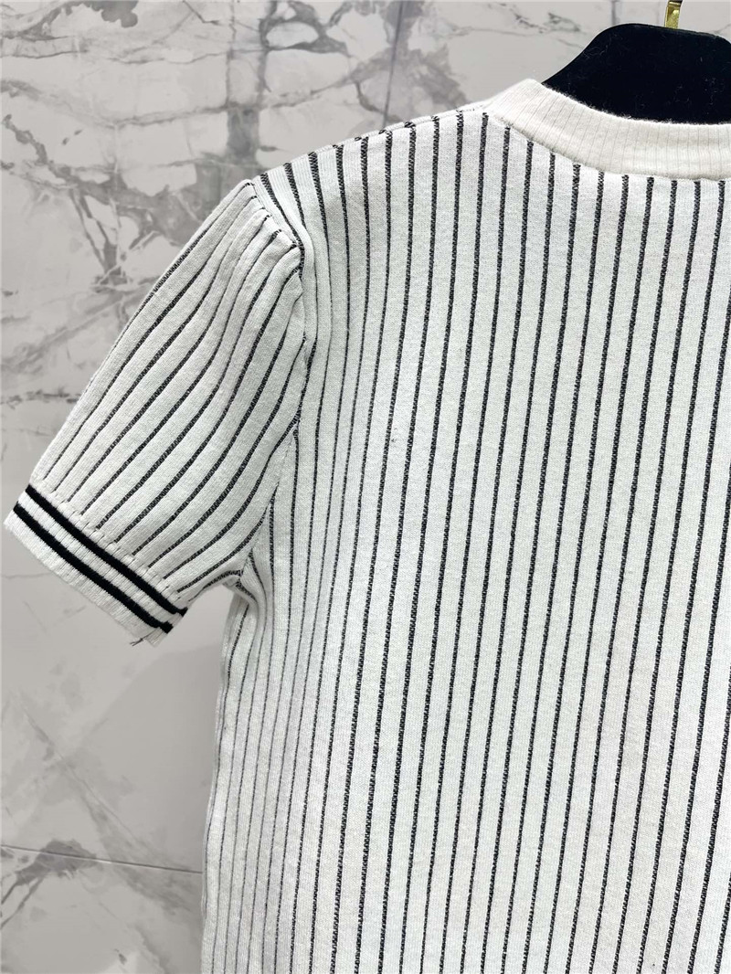 Ch**el crew neck striped logo sweater white