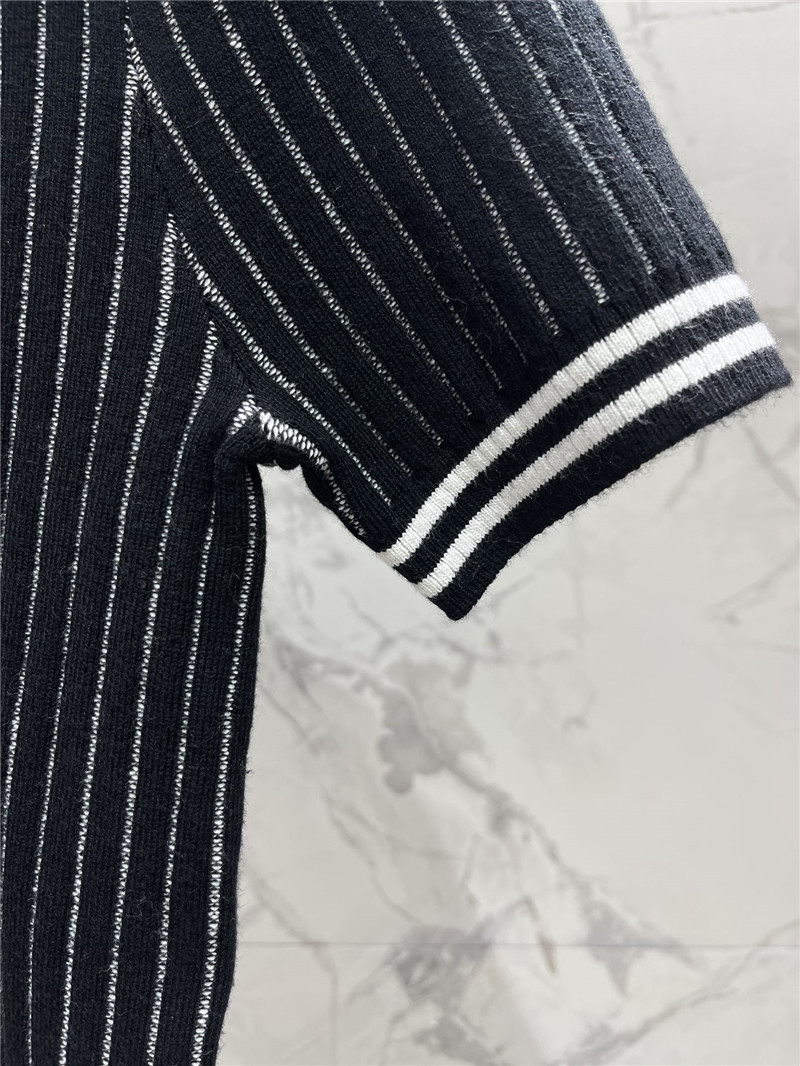 Ch**el crew neck striped logo sweater black