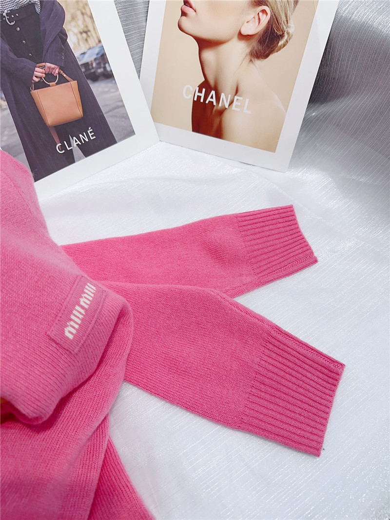 Miu Miu Logo Wool Sweater in Trendy Pink