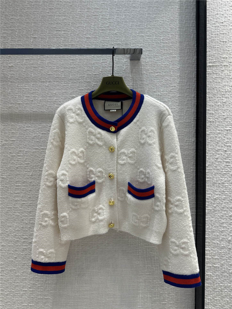 Gucci Logo Jacquard Cardigan in Elegant White