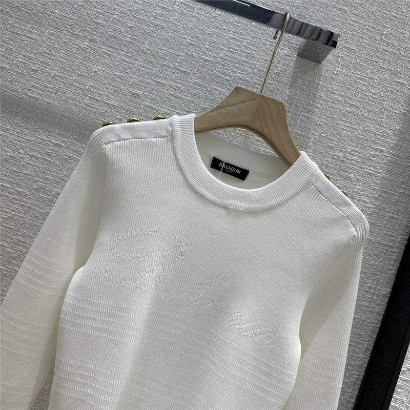 Balmain White Button Knitted Sweater