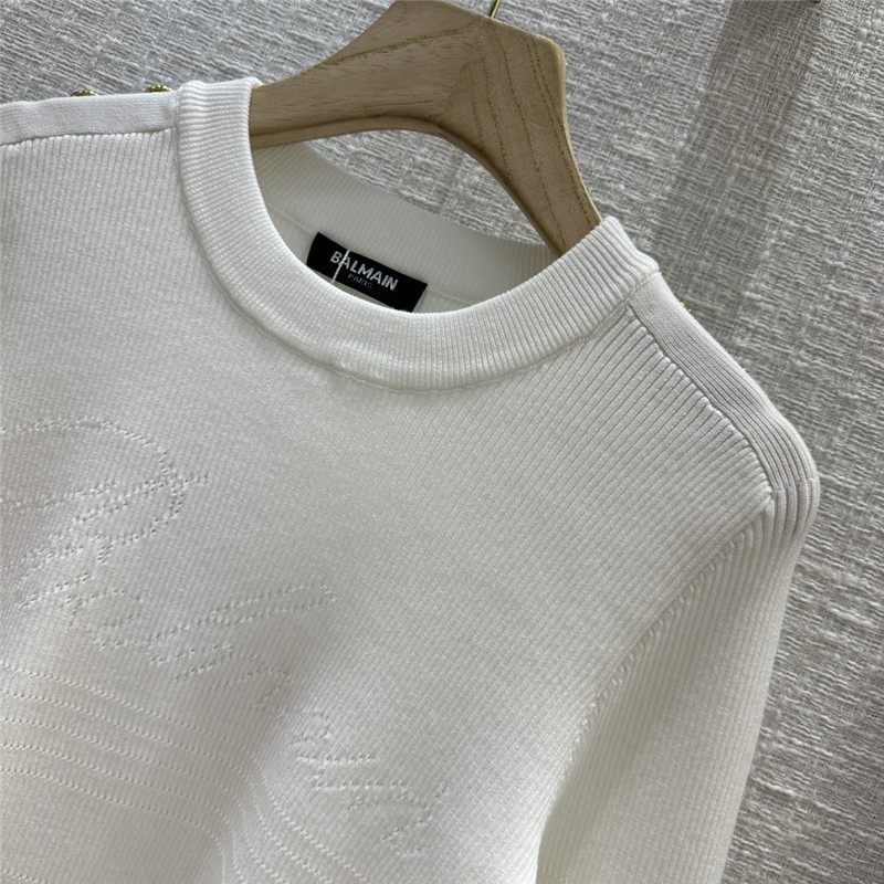 Balmain White Button Knitted Sweater