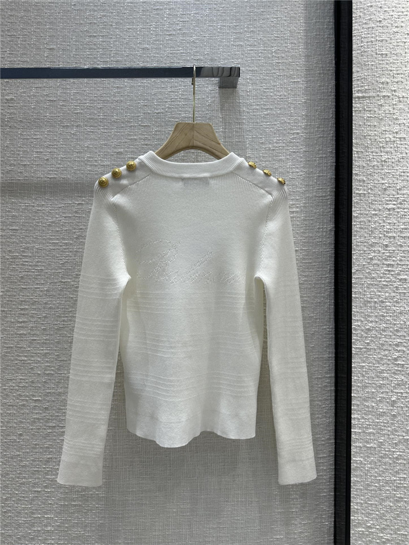 Balmain White Button Knitted Sweater