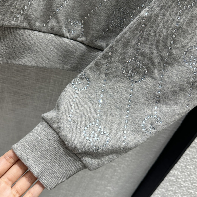gvc*1 crystal hot D1am0nd gg letter hooded sweatshirt