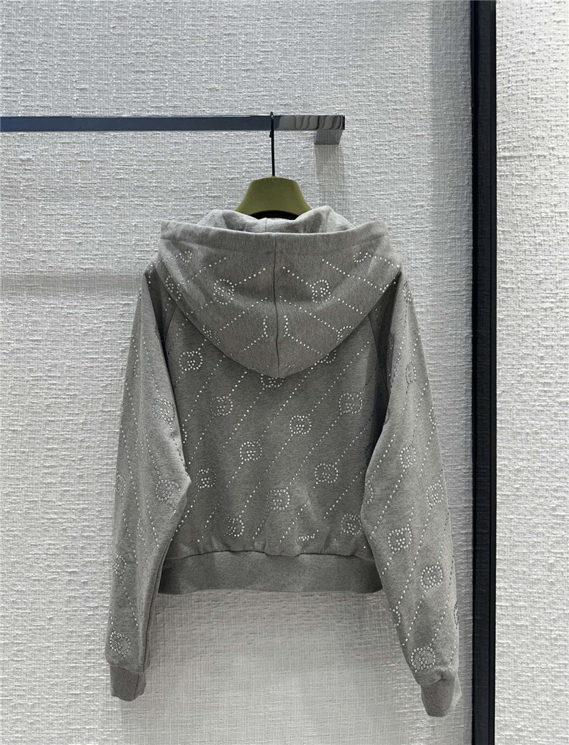 gvc*1 crystal hot D1am0nd gg letter hooded sweatshirt
