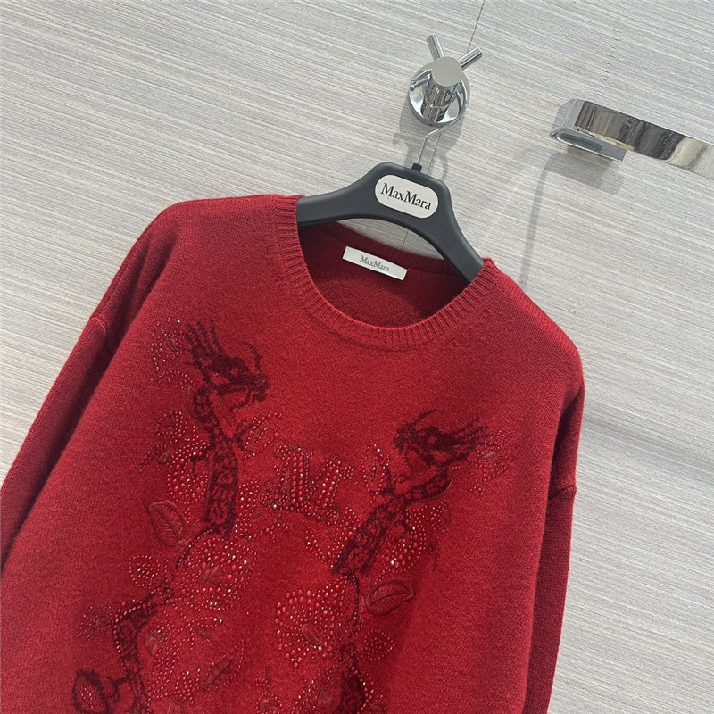 Vanitoo Rhinestone Cashmere Sweater in Red