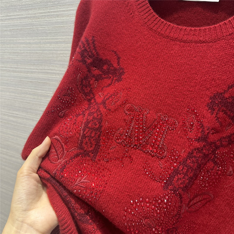 Vanitoo Rhinestone Cashmere Sweater in Red