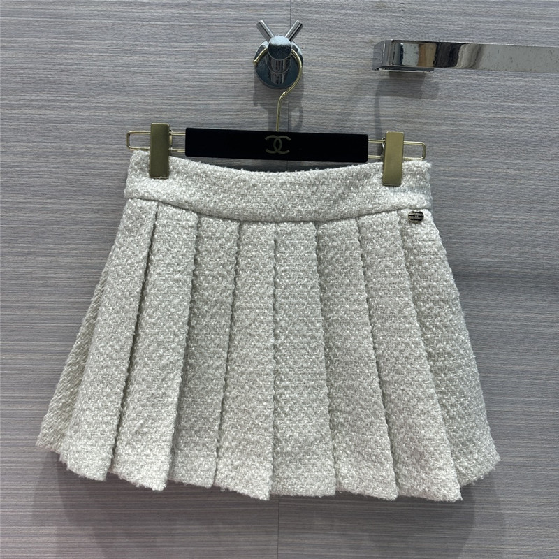 Chanel tweed pleated mini skirt