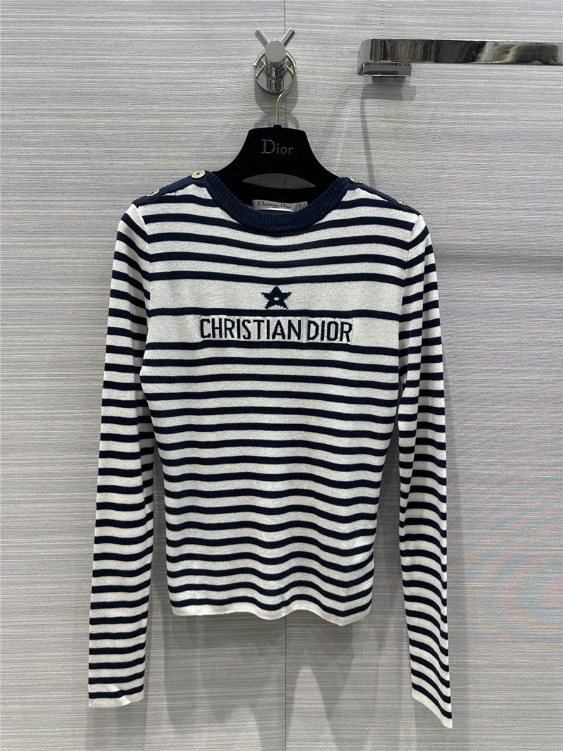 Dior Linen Mulberry Silk Stripe Sweater