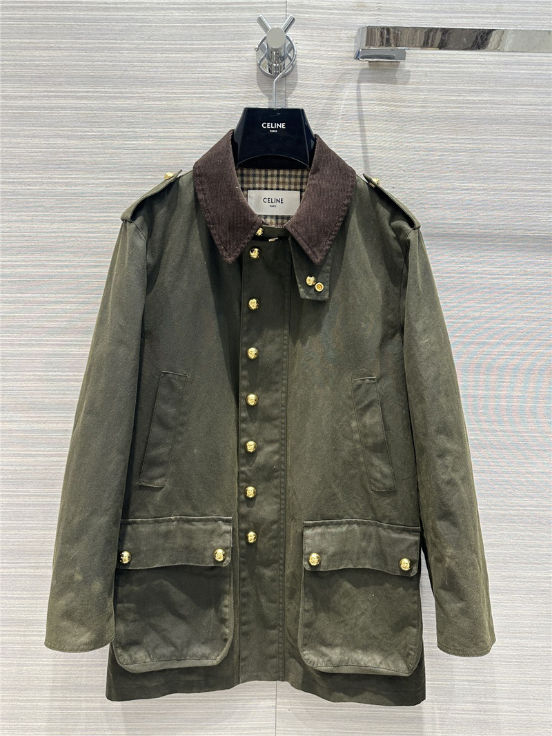 CELINE Core Velvers Leading Green Worker Jacket Coat