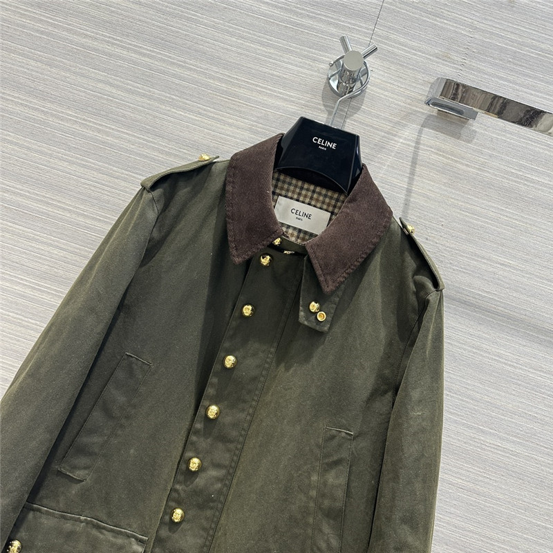 CELINE Core Velvers Leading Green Worker Jacket Coat