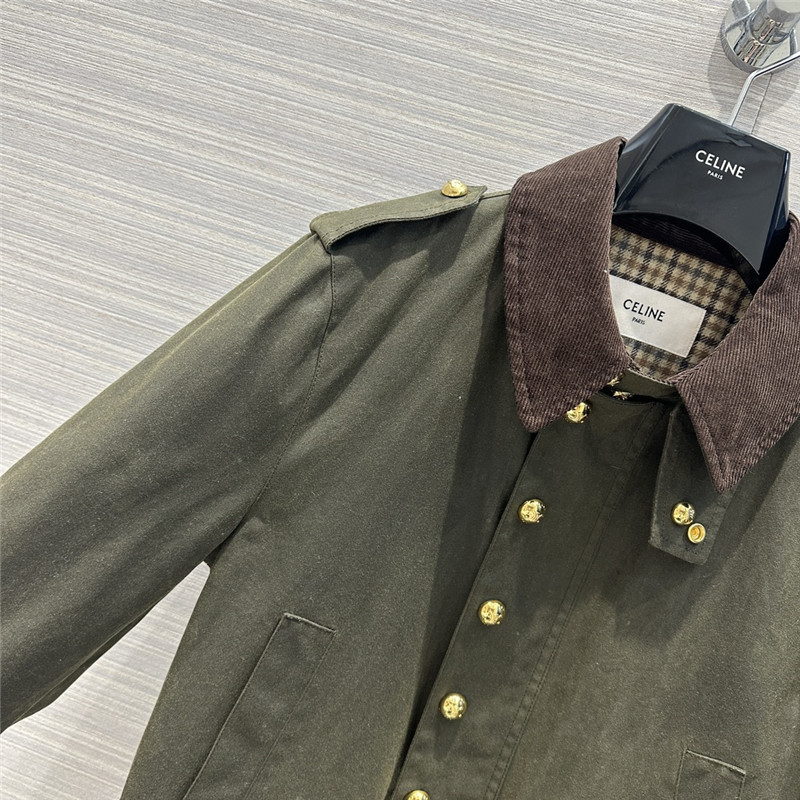 CELINE Core Velvers Leading Green Worker Jacket Coat