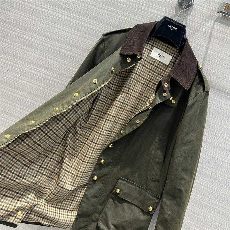 CELINE Core Velvers Leading Green Worker Jacket Coat