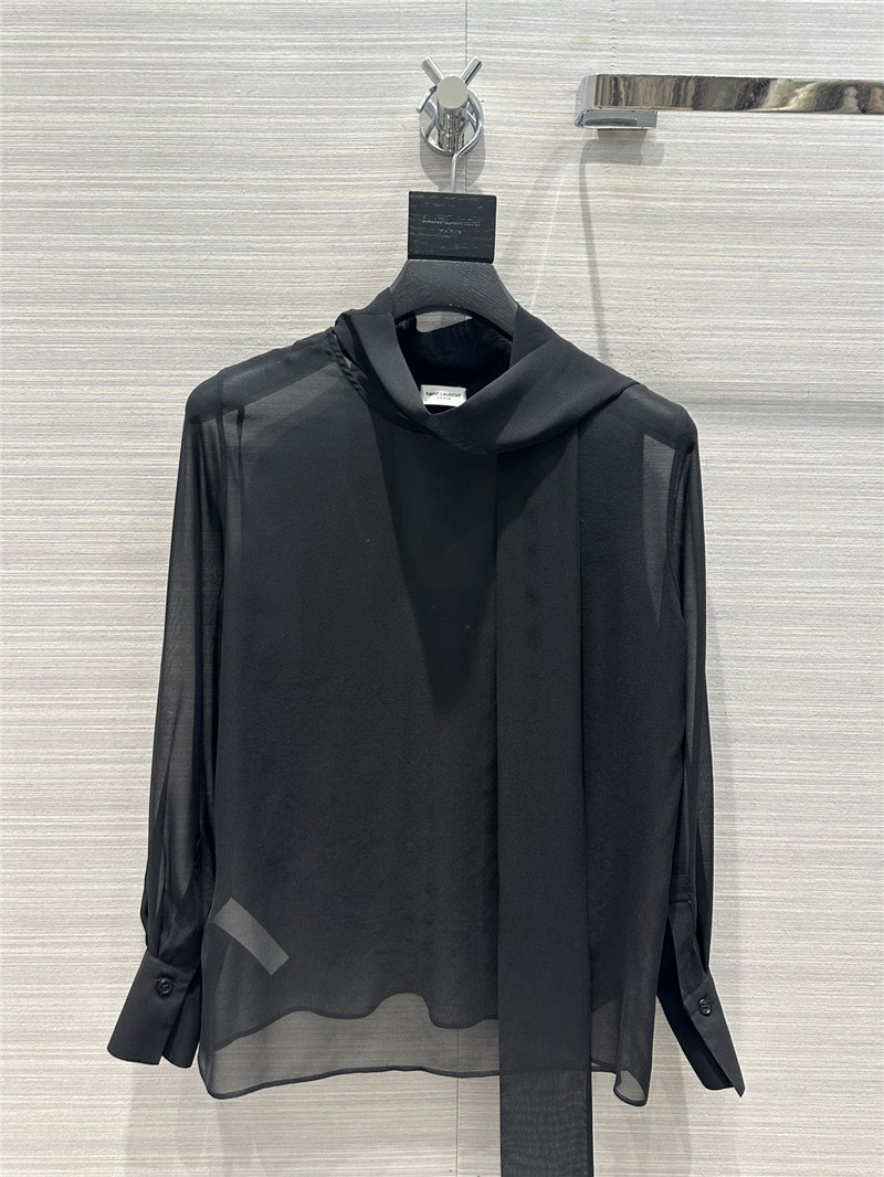 YSL ribbon real silk shirt