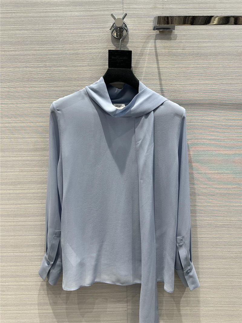 YSL ribbon real silk shirt