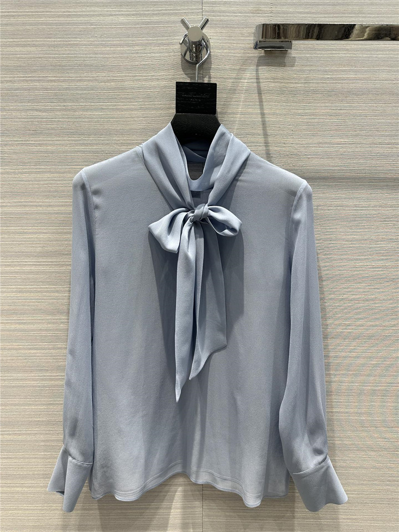 Y51 ribbon real silk shirt