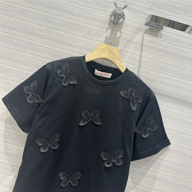 Va1e*ntin0 embroidered butterfly cotton t-shirt