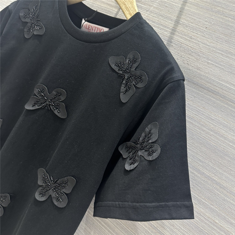 Va1e*ntin0 embroidered butterfly cotton t-shirt