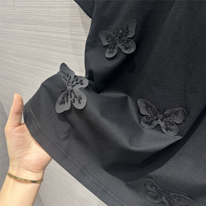 Va1e*ntin0 embroidered butterfly cotton t-shirt