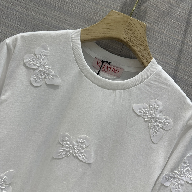 Va1e*ntin0 embroidered butterfly cotton t-shirt