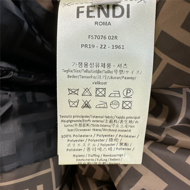 F**di ff jacquard fox fur collar hooded short down jacket