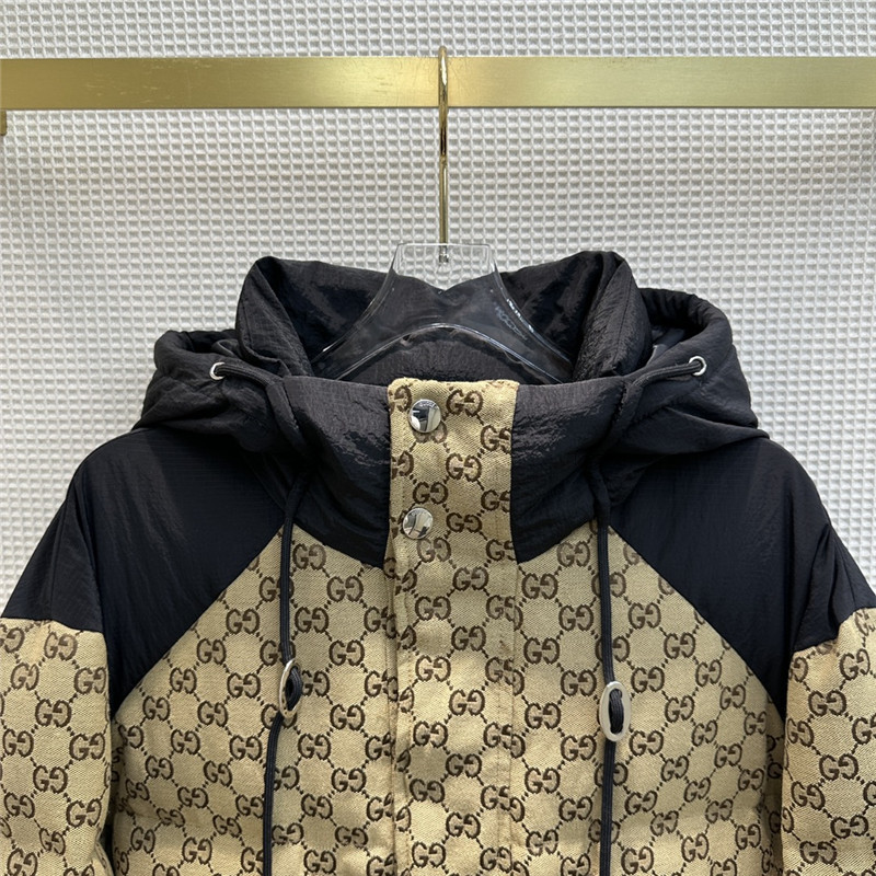 Gucci hooded double G jacquard down jacket