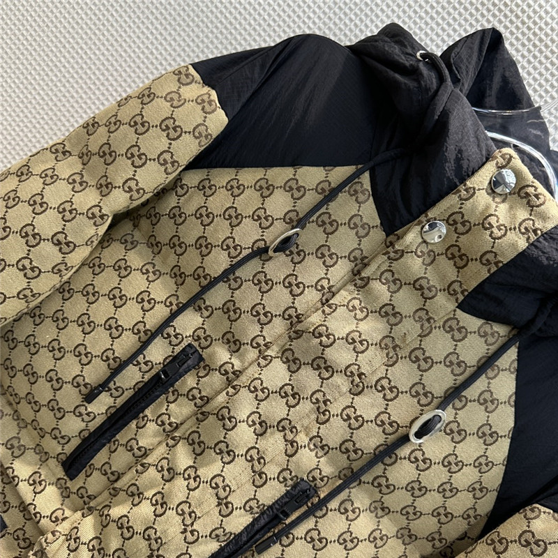 Gucci hooded double G jacquard down jacket