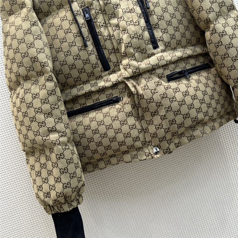 Gucci hooded double G jacquard down jacket