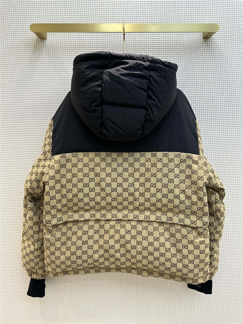 Gucci hooded double G jacquard down jacket