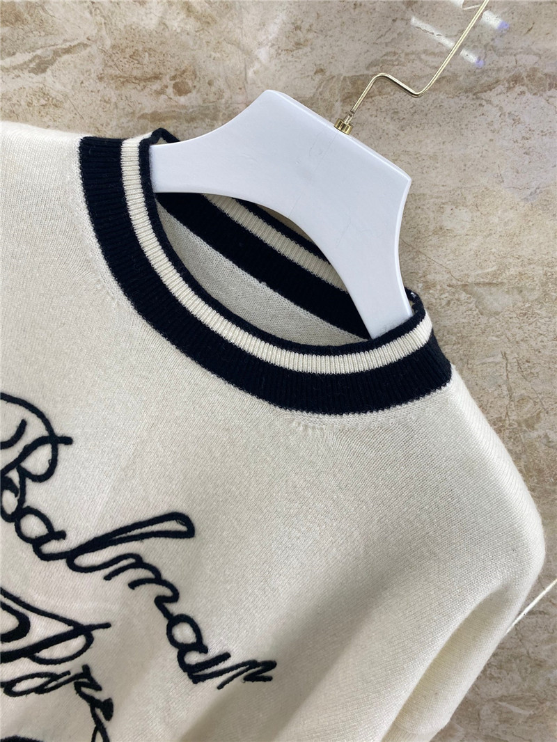 Balmain new letter embroidered cashmere top