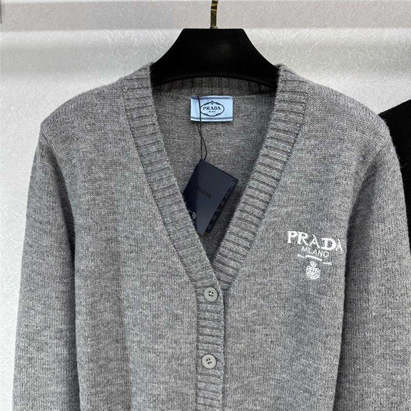 Pra*a ostrich cuffs v-neck cardigan