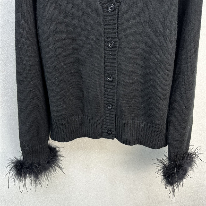 Pra*a ostrich cuffs v-neck cardigan