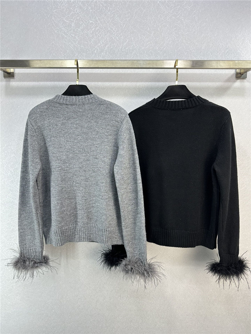 Pra*a ostrich cuffs v-neck cardigan