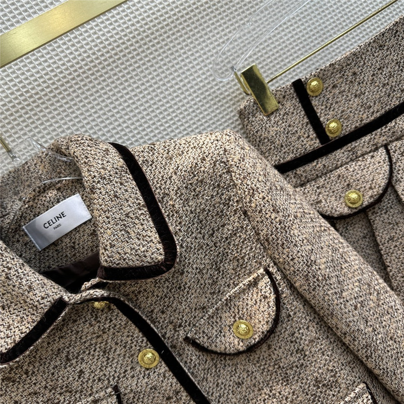 Ce1i*e velvet jacket + pleated skirt suit