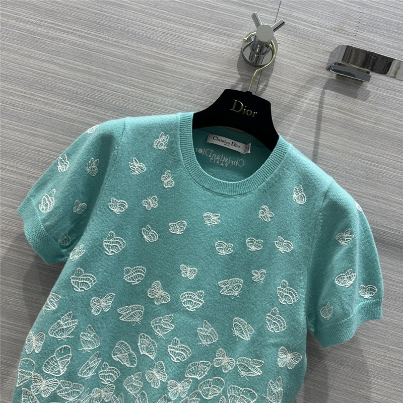 D10r embroidered short-sleeved sweater in blue