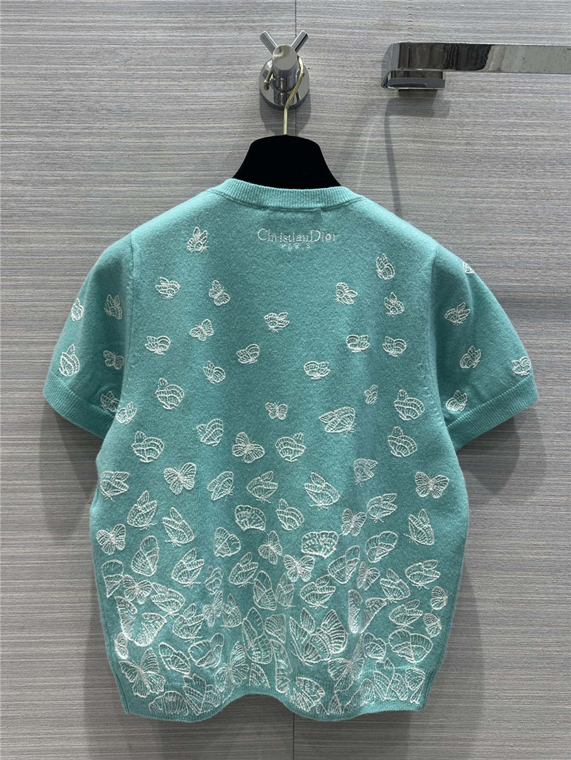 D10r embroidered short-sleeved sweater in blue