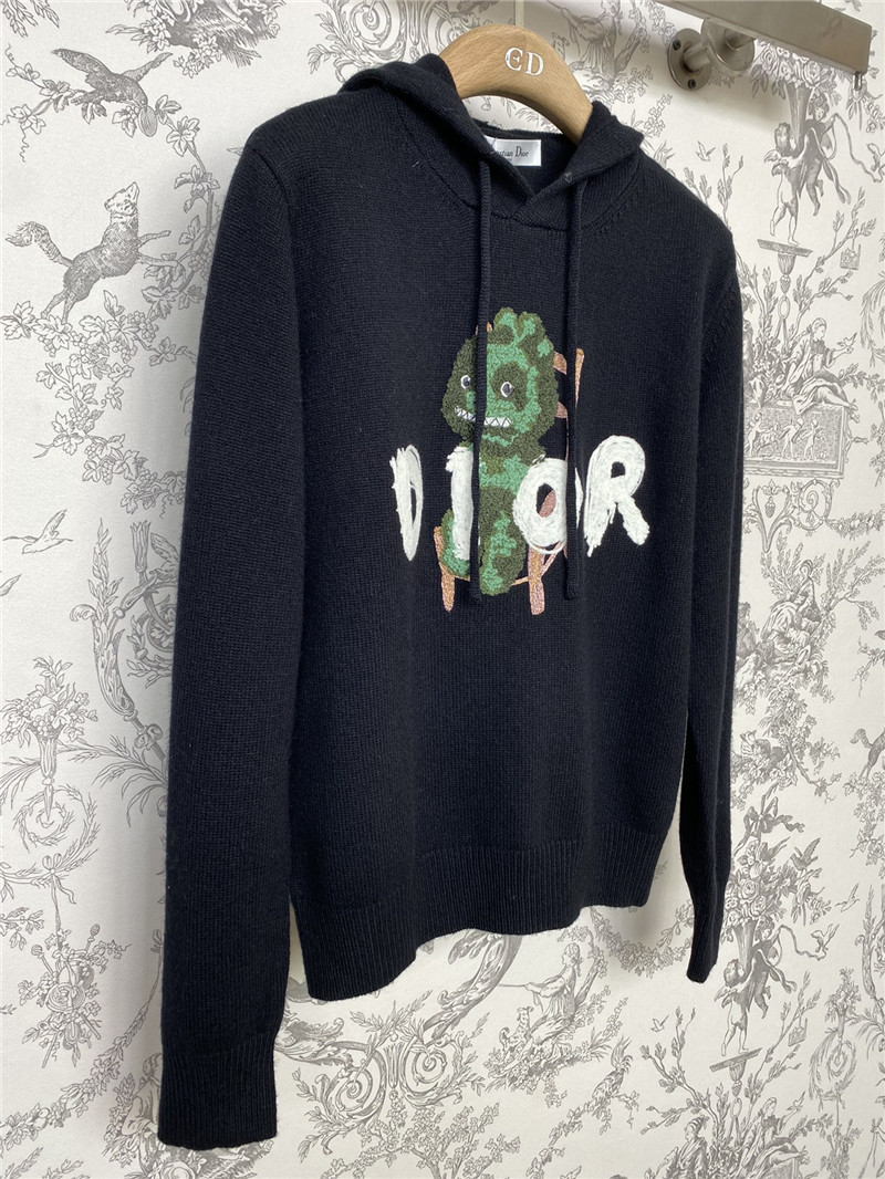 D10r navy logo knitted hooded sweater