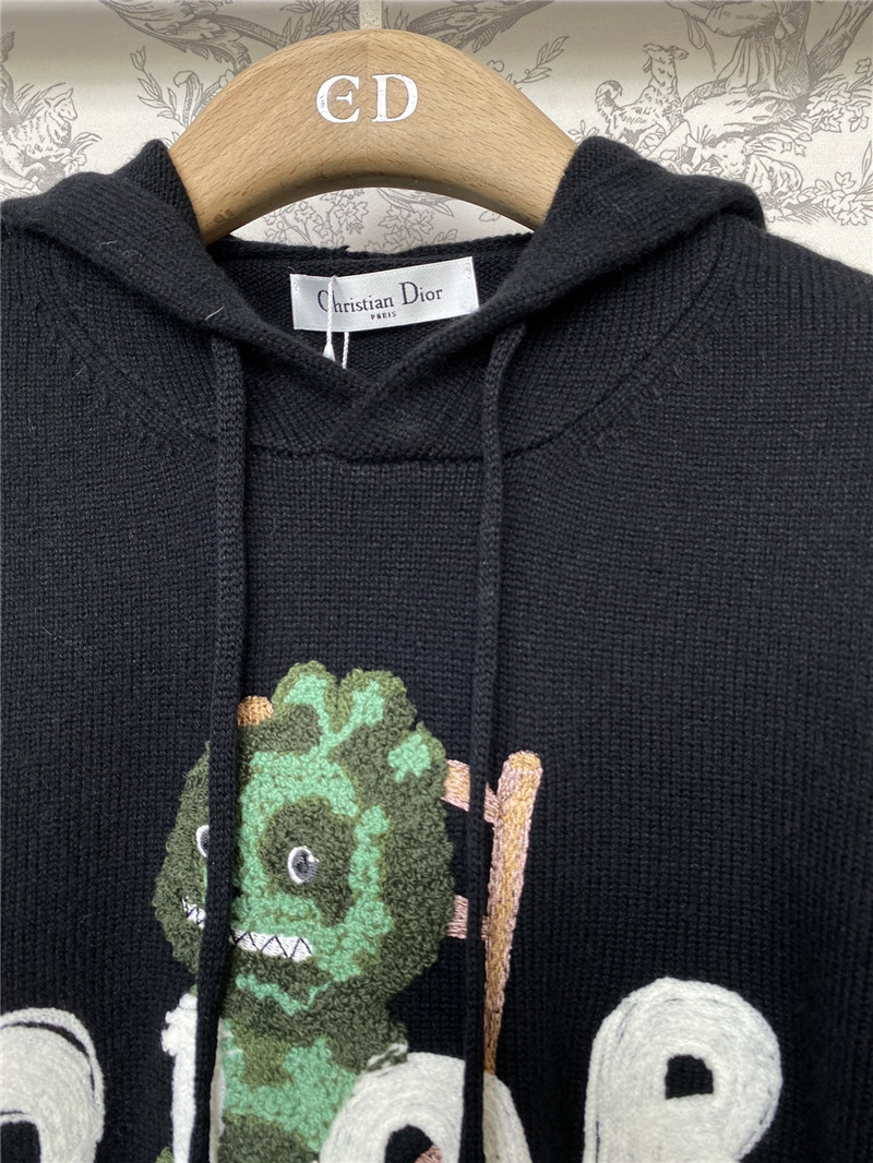 D10r navy logo knitted hooded sweater