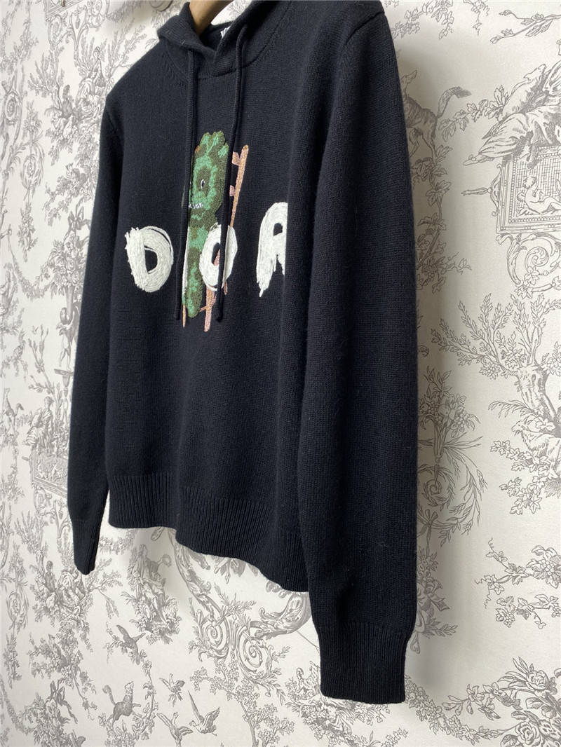 D10r navy logo knitted hooded sweater