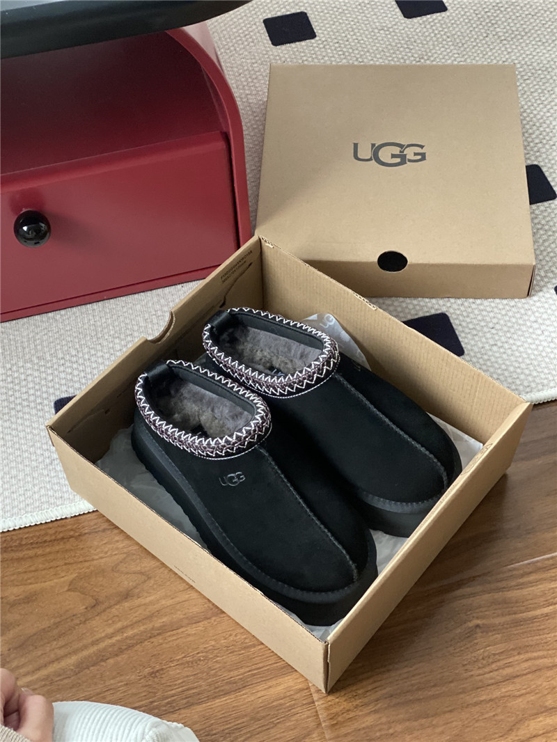 ugg thick-soled ethnic-style half-mug with wool lining