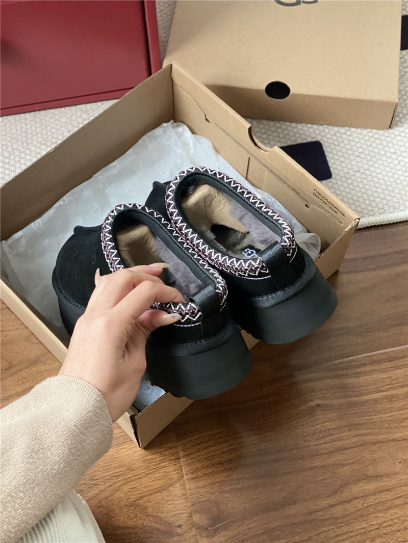 ugg thick-soled ethnic-style half-mug with wool lining