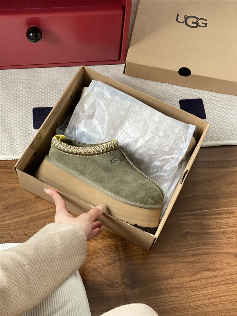 ugg thick-soled ethnic-style half-mug with wool lining