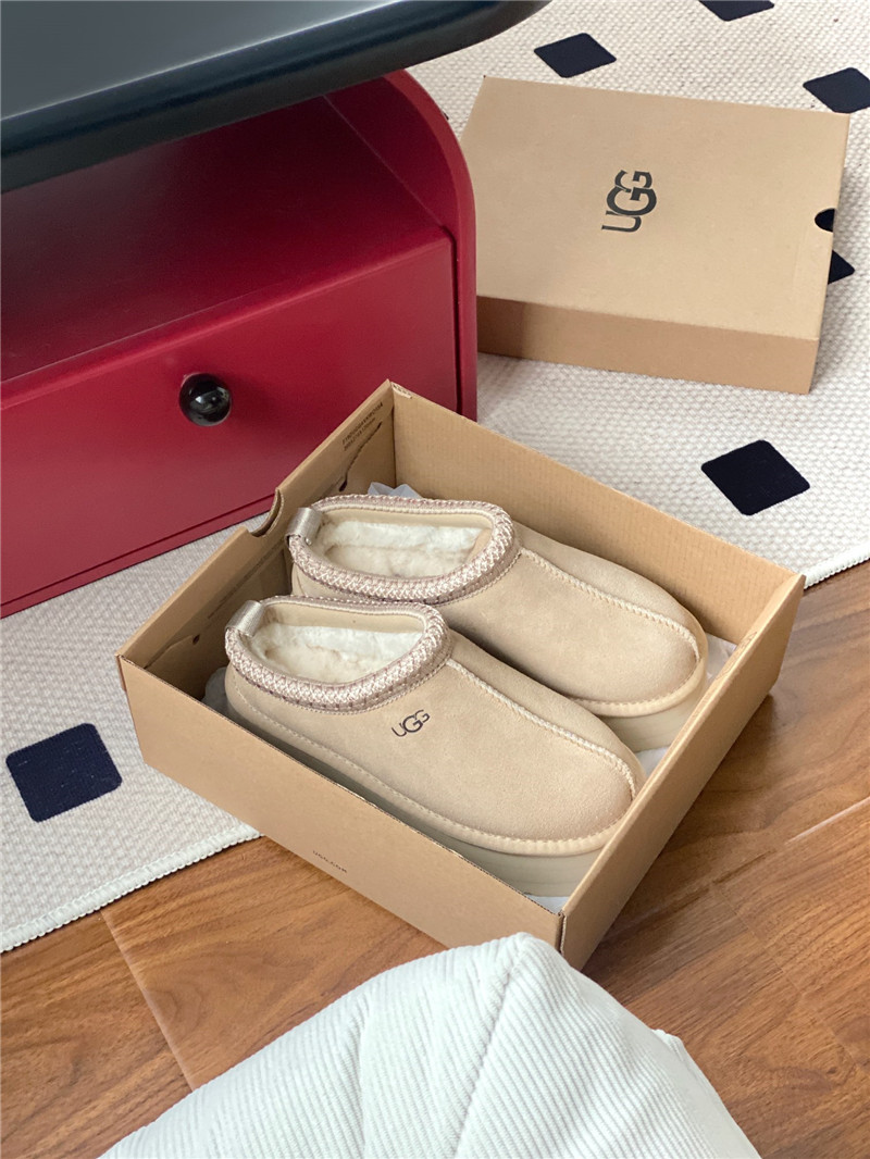 ugg thick-soled ethnic-style half-mug with wool lining