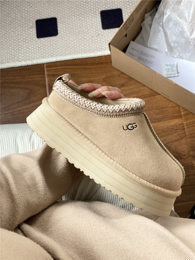 ugg thick-soled ethnic-style half-mug with wool lining